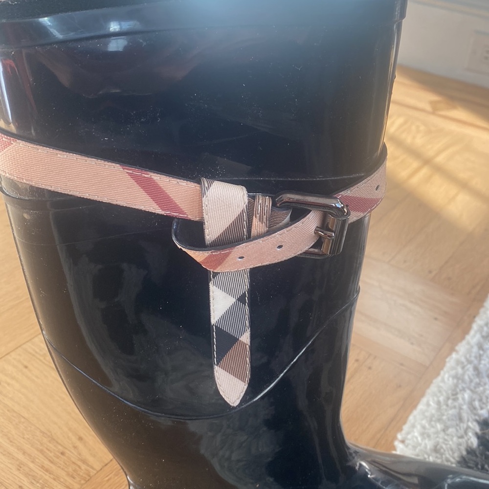 Burberry black rain boots Kenyon nova check belt - Picture 7 of 10